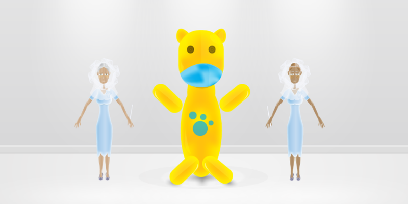 Senhoras Jmy e Sarah regendo a Super Orquestra com jovens e mascotes